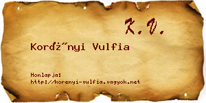 Korényi Vulfia névjegykártya